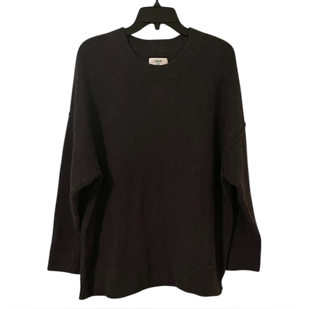 Aerie‎ Women’s Charcoal Gray Crewneck Knit Pullover Oversized Sweater Size M